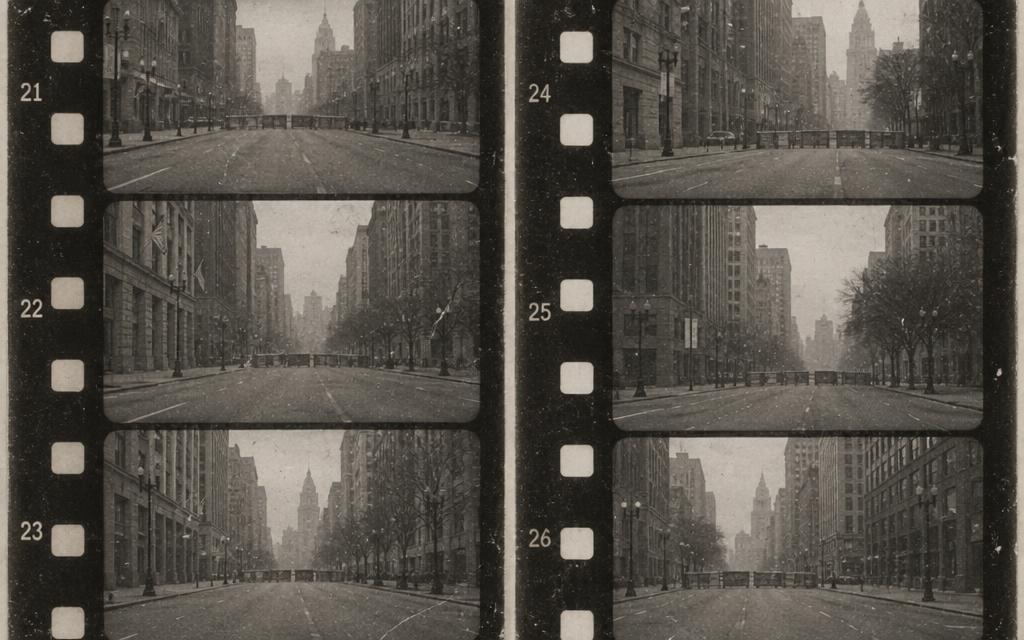 A contact strip of aged 8mm film frames numbered in sequence